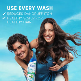 Lifestyle image of Head & Shoulders Anti-Dandruff Glacier Mint Shampoo in a bathroom