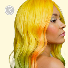 Lifestyle image of KERACOLOR Color + Clenditioner Lemon in a bathroom setting