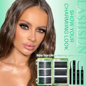 Lifestyle image of LASHSUN lashes applied on model