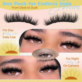 Lifestyle image of model applying JIMIRE lash clusters