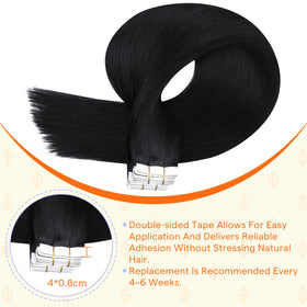 Lifestyle image of model wearing Full Shine Tape Weft Hair Extensions