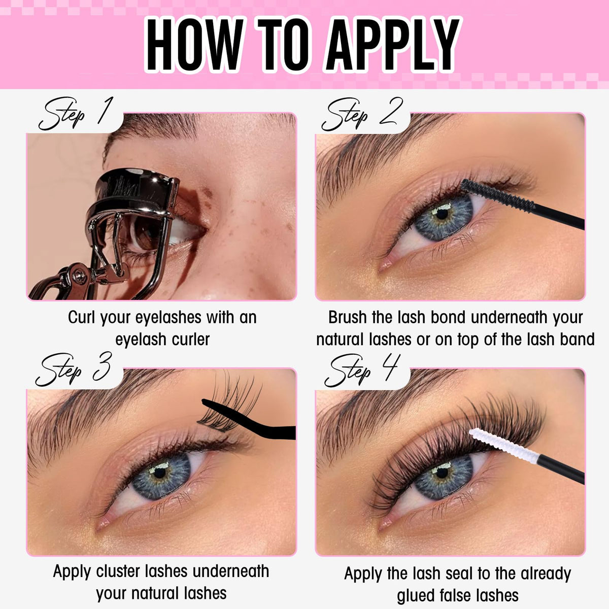 Lifestyle image of model wearing zanlufly Wispy Eyelash Clusters