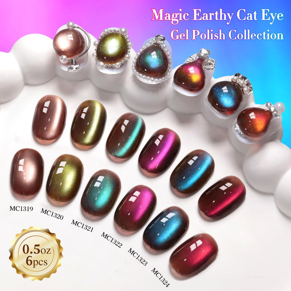 Lifestyle image of nails painted with Double Rhythm Cat Eye Gel Nail Polish