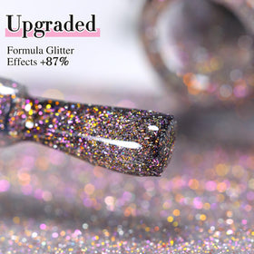 Lifestyle image of nails painted with Double Rhythm Glitter Gel Polish