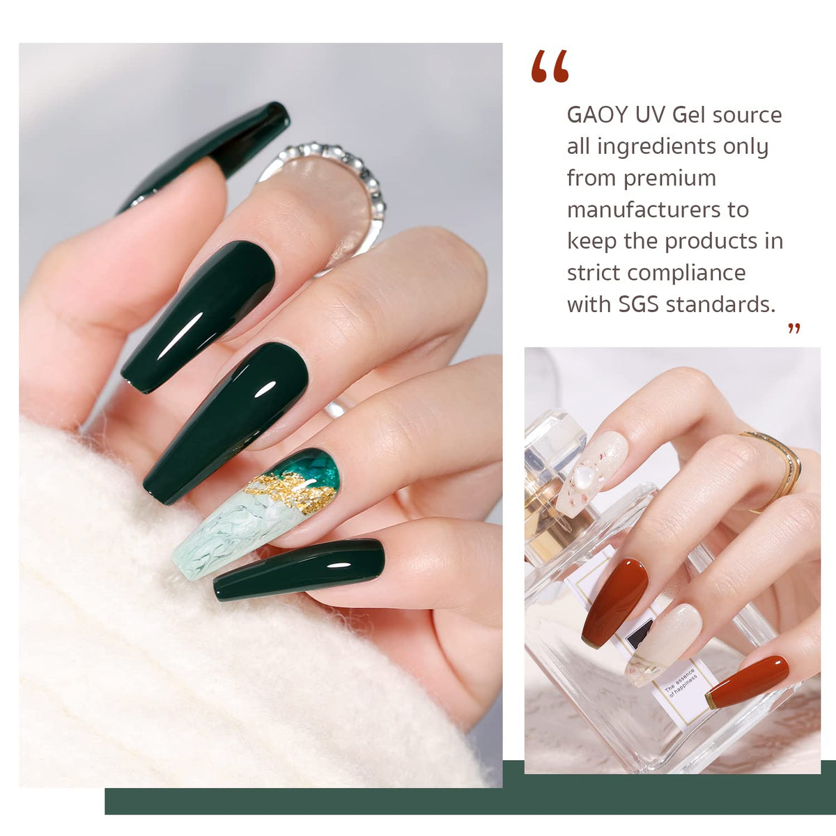 Lifestyle image of nails painted with GAOY gel polish