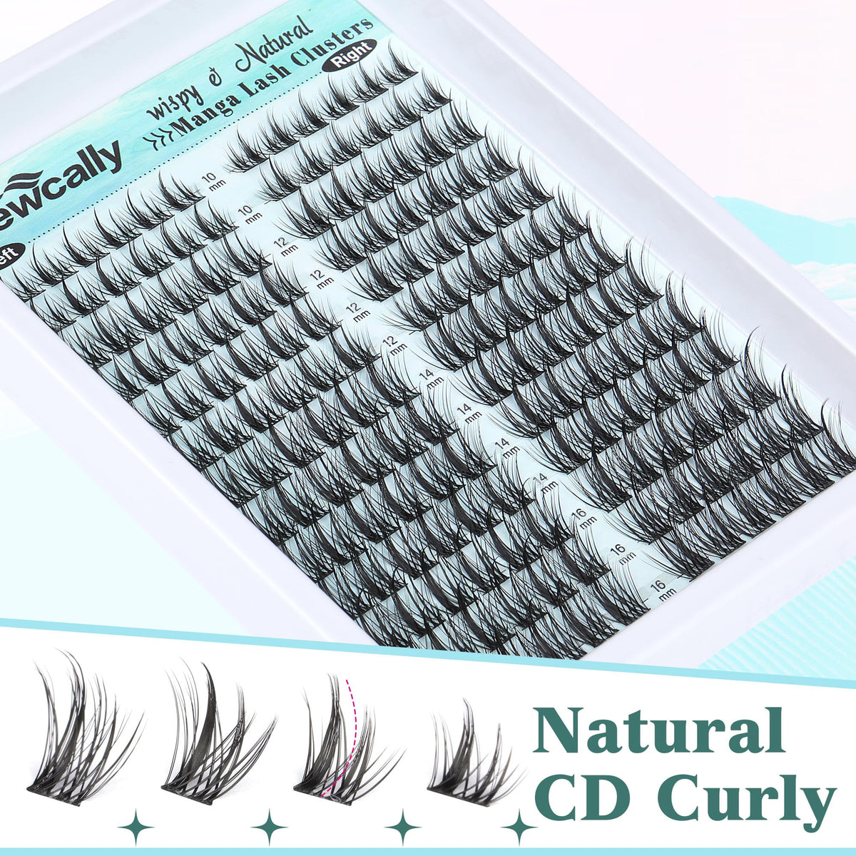 Lifestyle image of Newcally Cluster Lashes applied on model