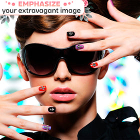 Lifestyle image of Novsix silver cross nail charms in use