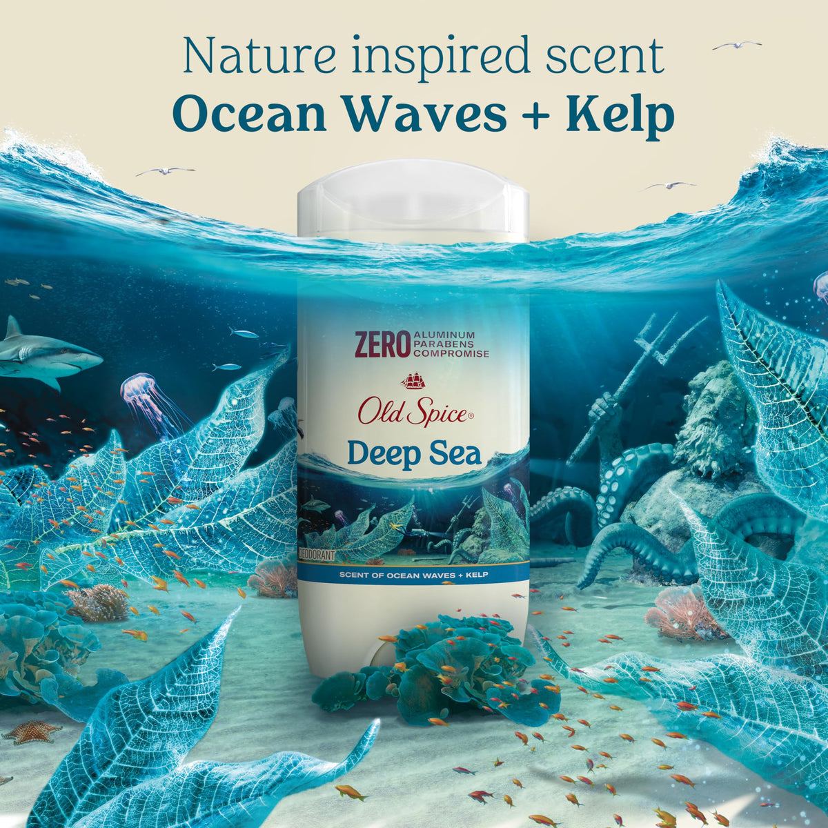 Lifestyle image of Old Spice Deep Sea Deodorant in bathroom