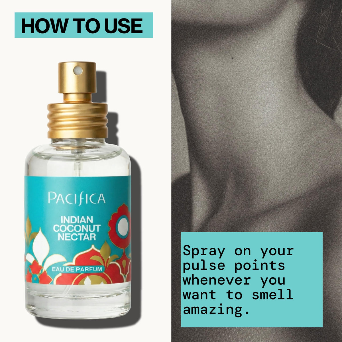 Lifestyle image of Pacifica Indian Coconut Nectar Eau de Parfum on a beach
