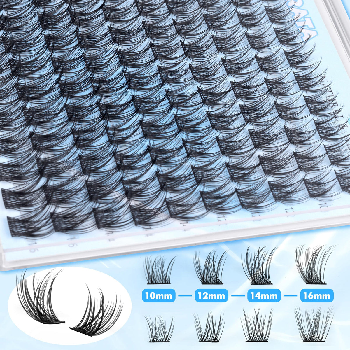 Lifestyle image of PHKERATA lash clusters applied on model