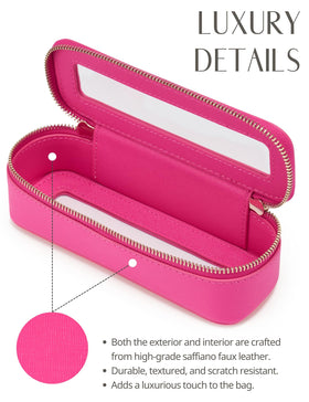 Lifestyle image of Popvibe Slim Makeup Brush Bag in a travel setting