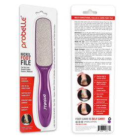 Lifestyle image of Probelle Double Sided Nickel Foot File in a foot care set