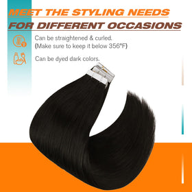 Lifestyle image of Sunny Hair Natural Black Tape in Hair Extensions in use