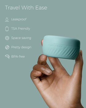Lifestyle image of TakeToday Travel Containers in a travel bag