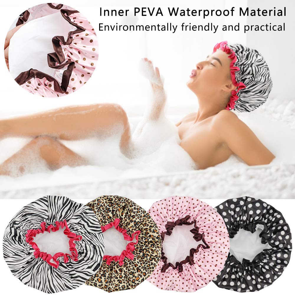 Lifestyle image of TCOTBE shower cap in use during shower