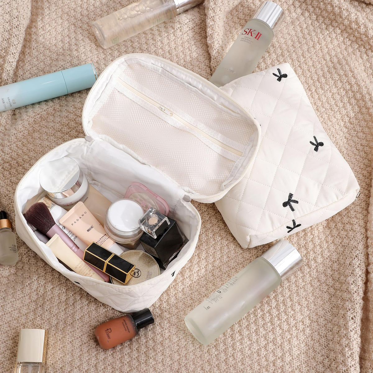 Lifestyle image of uekeboag makeup bag on a vanity