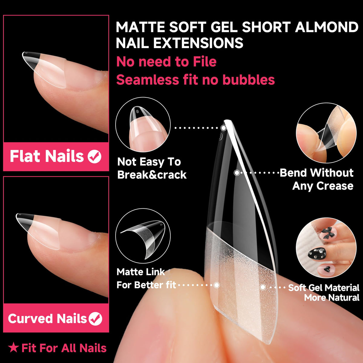 Lifestyle image of UNA GELLA Short Almond Gel Nail Tips applied