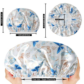 Lifestyle image of woman using CHFONG shower cap while applying makeup