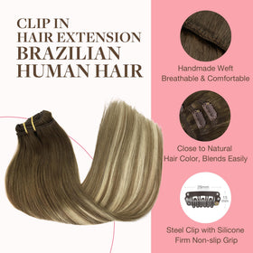 Lifestyle image of woman wearing GOO GOO Clip in Hair Extensions