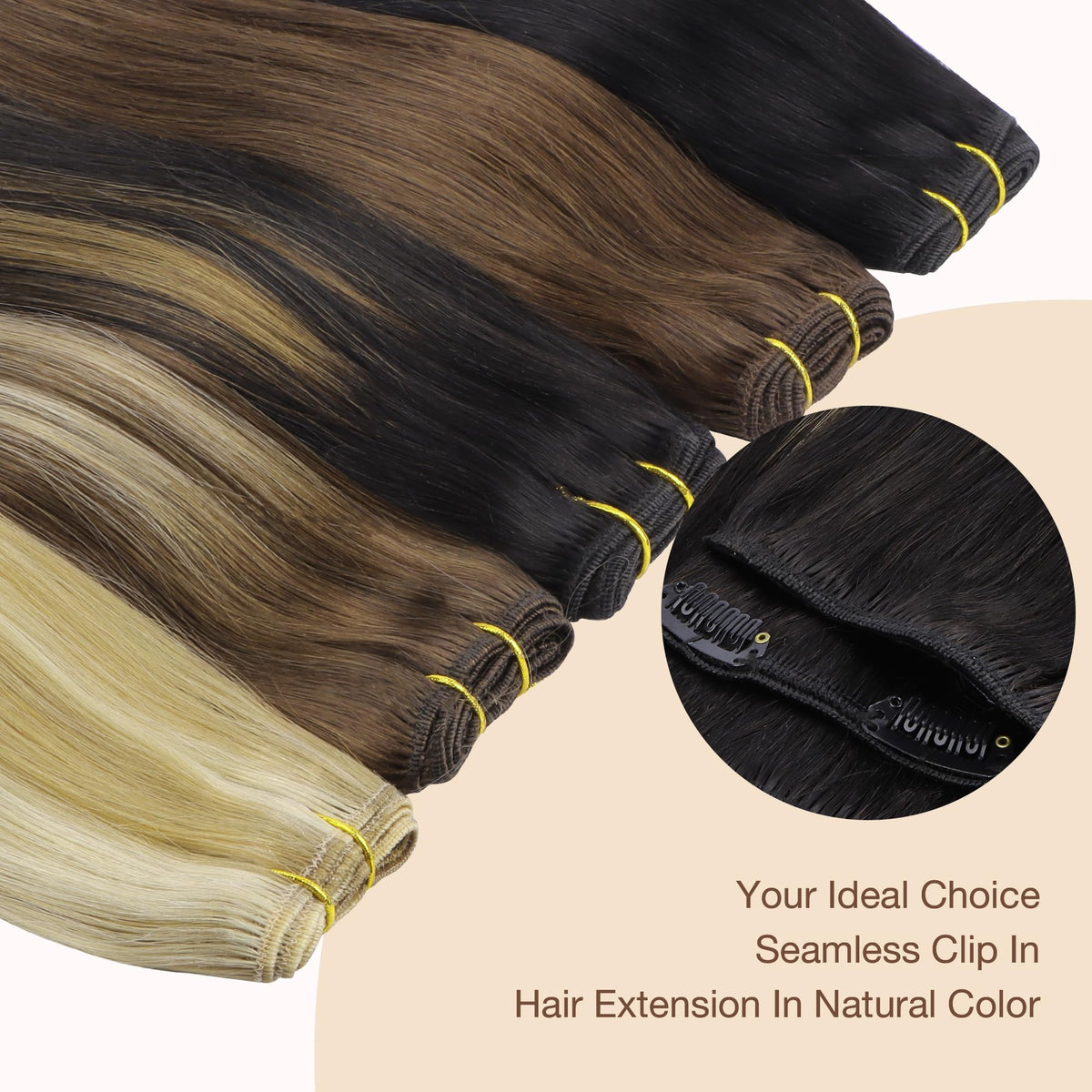 Lifestyle image of woman wearing GOO GOO clip in hair extensions