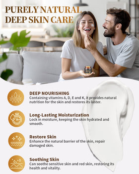 Lifestyle scene featuring Blue Sea Sky Organic Whipped Beef Tallow Moisturiser