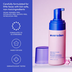 Lifestyle scene of a child using Evereden Kids Multi-Vitamin Face Wash in the bathroom