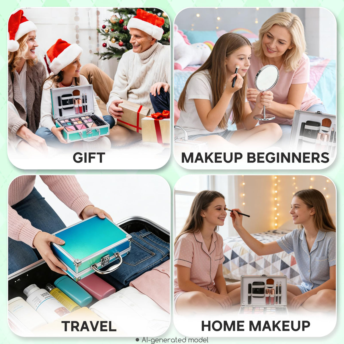 Lifestyle scene of a teen using Color Nymph makeup kit