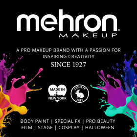 Lifestyle scene of a witch makeup application using Mehron kit