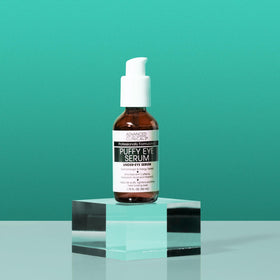 Lifestyle scene of Advanced Clinicals Puffy Eye Serum in bathroom