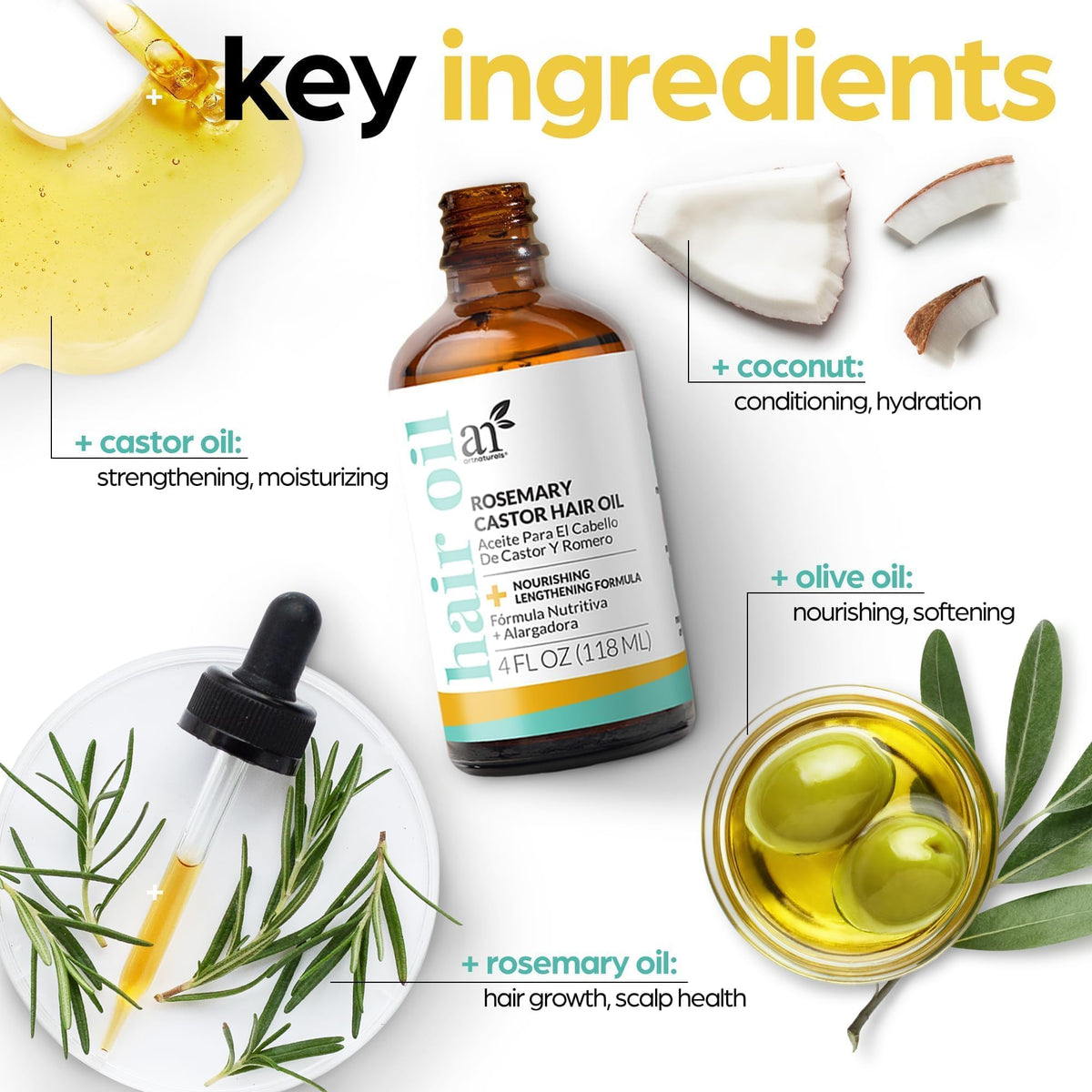 Lifestyle scene of Artnaturals Rosemary Oil & Castor Oil in a bathroom
