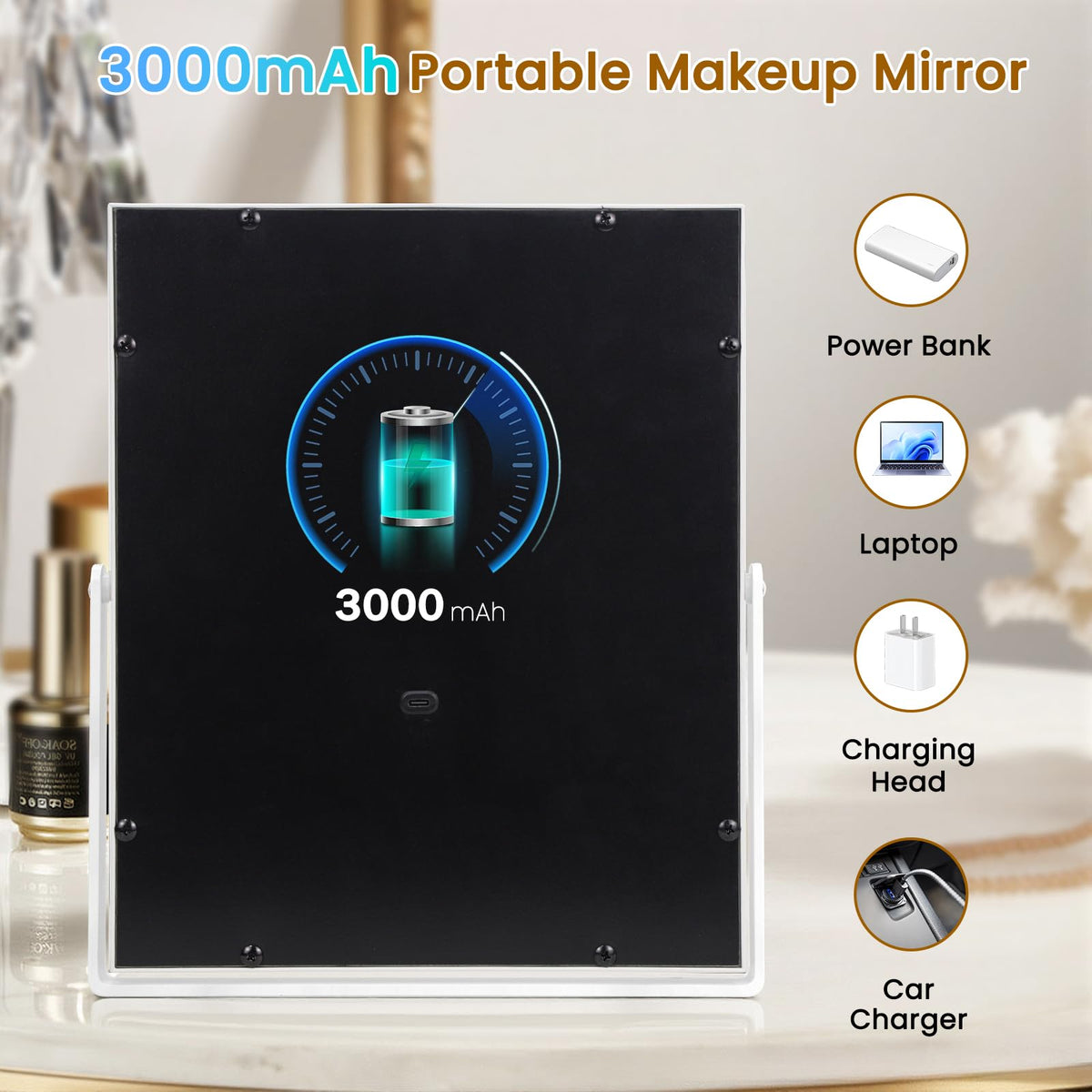 Lifestyle scene of Bearolve Vanity Mirror in a bedroom