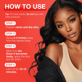 Lifestyle scene of EBIN NEW YORK Wonder Lace Bond Adhesive Spray in use