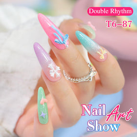Lifestyle scene of family enjoying nail art with Double Rhythm set