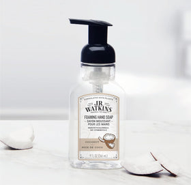 Lifestyle scene of J.R. Watkins Coconut Hand Soap in a bathroom