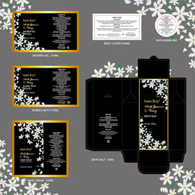Lifestyle scene of Saint Roy Jasmine Peony Spa Gift Basket