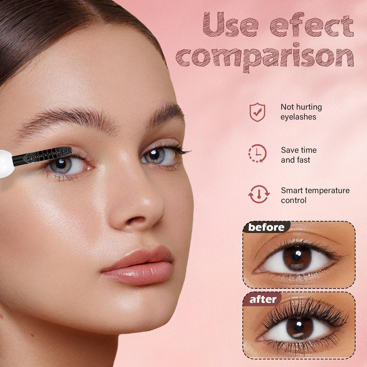 Lifestyle scene of shenlanbolt heated eyelash curler in a makeup bag