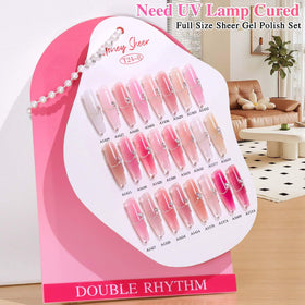 Lifestyle scene of women enjoying nail art with Double Rhythm gel polish