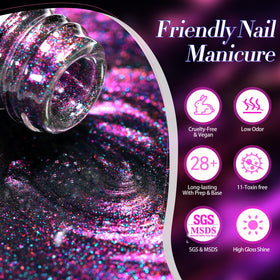 Lifestyle scene showing nails with holographic gel polish