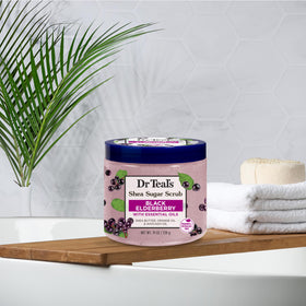 Lifestyle scene using Dr Teal's Shea Sugar Body Scrub