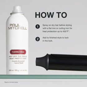 Lifestyle scene using Paul Mitchell Hot Off The Press Heat Protectant
