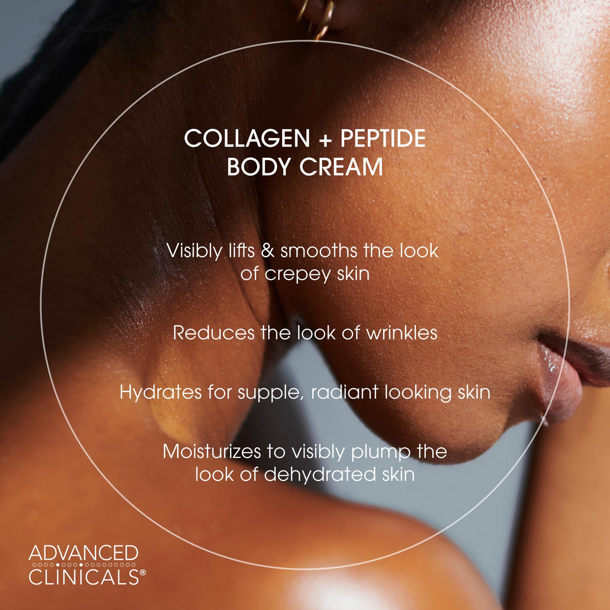 Lifestyle scene with Advanced Clinicals Collagen Peptides Body Lotion