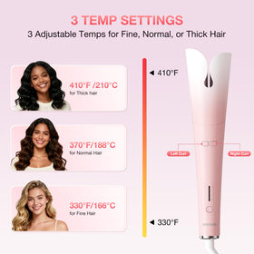 Lifestyle scene with BABONIR Automatic Curling Iron and styled hair