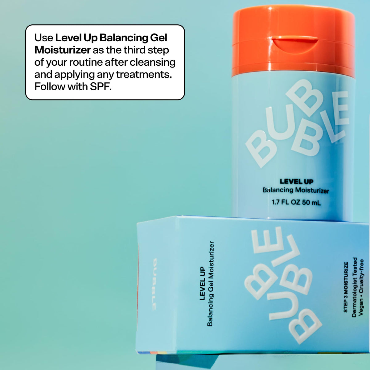 Lifestyle scene with Bubble Skincare Level Up Balancing Gel Moisturizer