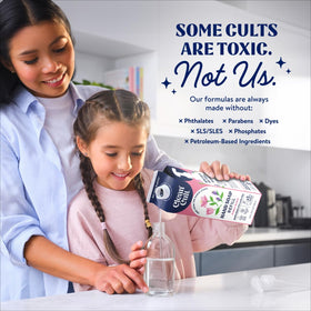 Lifestyle scene with Cleancult Floral Bloom Liquid Hand Soap in a bathroom