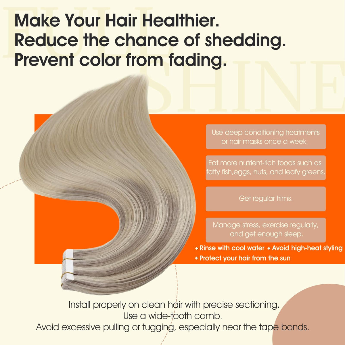 Lifestyle scene with Full Shine Tape In Hair Extensions Ash Blonde Blend
