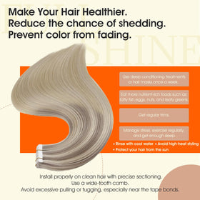Lifestyle scene with Full Shine Tape In Hair Extensions Ash Blonde Blend