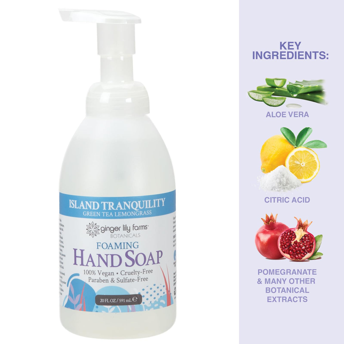 Lifestyle scene with Ginger Lily Farms Hand Soap in a bathroom