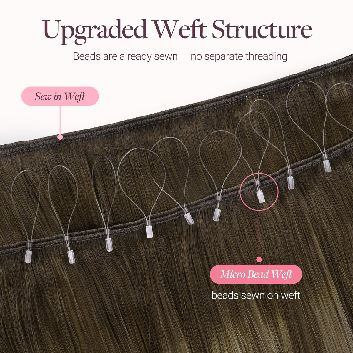 Lifestyle scene with GOO GOO Micro Beaded Weft Hair Extensions styled