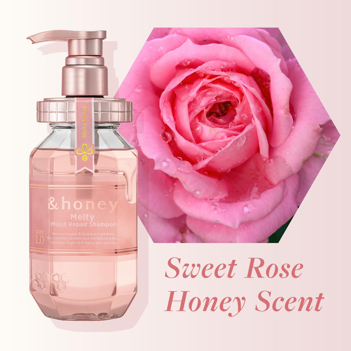 Lifestyle scene with & Honey Melty Moist Repair Shampoo and Conditioner