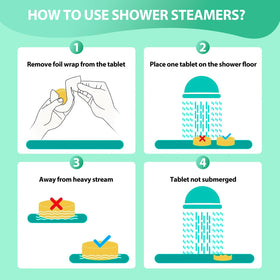 Lifestyle scene with JoJowell shower steamers in a bathroom